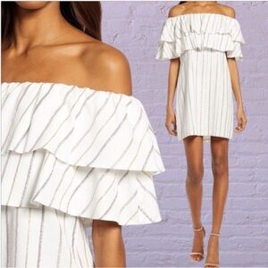 White Ruffled Off-Shoulder Mini Sundress